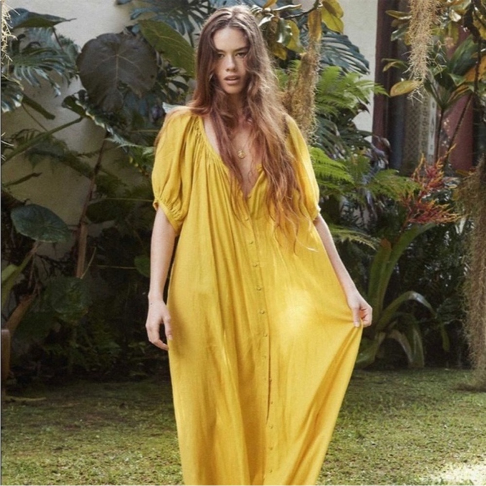 Doen Juno dress in chartreuse